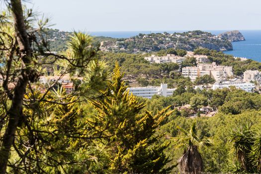 Panorama of the bay Paguera photographed from the mountain in Costa de la Calma.