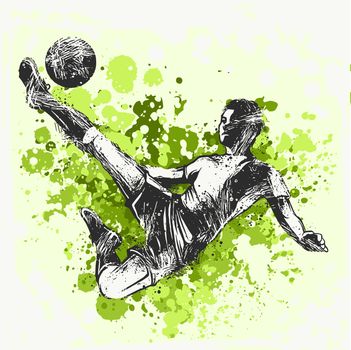 Soccer player kicking ball. illustration