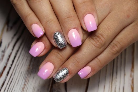 Hands with beautiful manicure. Natural nails with gel polish