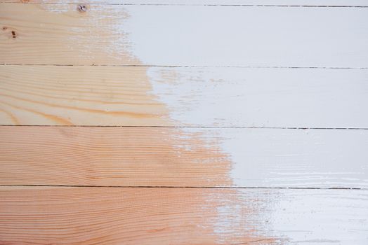 Top view of white paint on wooden pallet texture for copy space background