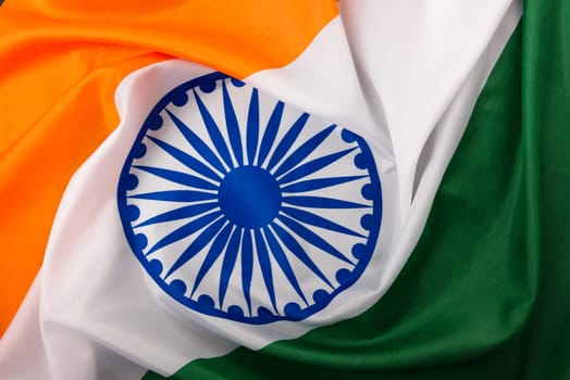 Indian republic day, flat lay top view, Indian flag on black background with copy space for your text