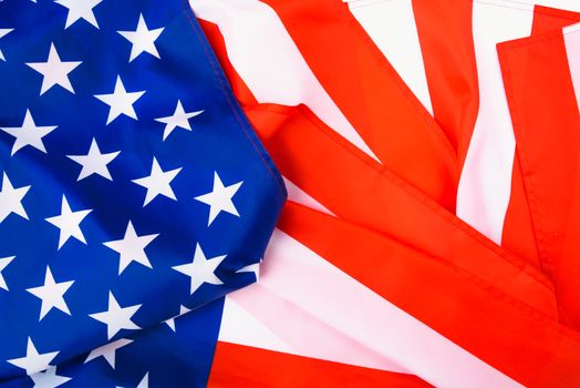 Martin luther king day, flat lay top view, American flag background with copy space for your text