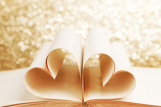 Heart made from book pages, love reading, Valentines day concept