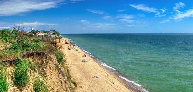 Sanzheyka, Ukraine - 06.09. 2019. The Black Sea coast near the village of Sanzheyka in Odessa region, Ukraine, on a sunny summer day