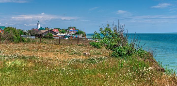 Sanzheyka, Ukraine - 06.09. 2019. The Black Sea coast near the village of Sanzheyka in Odessa region, Ukraine, on a sunny summer day