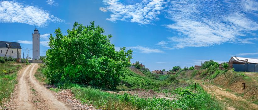 Sanzheyka, Ukraine - 06.09. 2019. Lighthouse near the village of Sanzheyka in Odessa region, Ukraine, on a sunny summer day