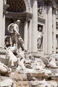 Statue of Oceanus in Trevi Fountain Rome, Italy.