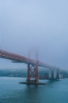 Dense Fog on Golden Gate Bridge in San Francisco