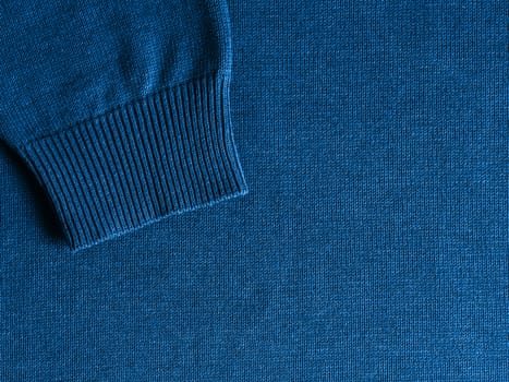 Sweater in classic blue 2020 color. Color of year 2020 concept for fashion and clothing industry. Copy space for text or design