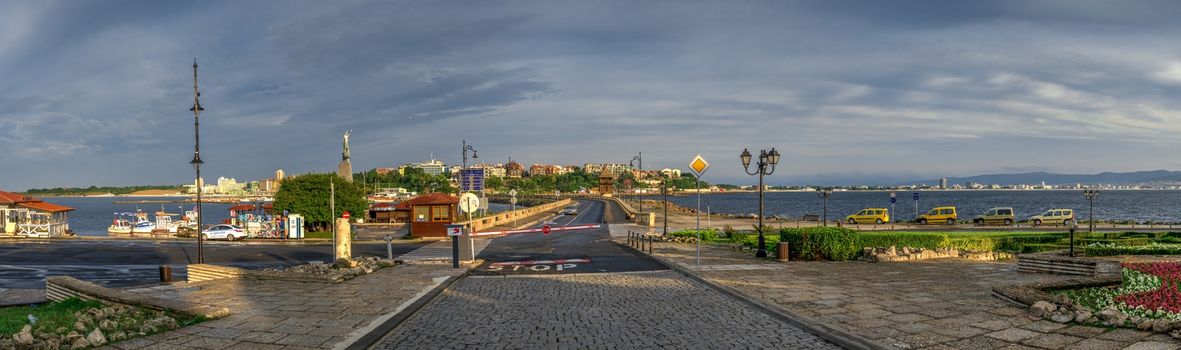 Nessebar, Bulgaria – 07.11.2019.  View of the New Town of Nessebar, Bulgaria, from the side of the entrance to the old city