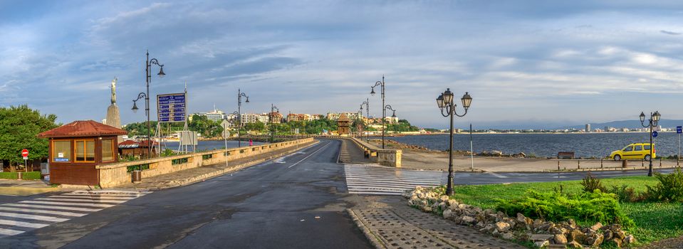 Nessebar, Bulgaria – 07.11.2019.  View of the New Town of Nessebar, Bulgaria, from the side of the entrance to the old city