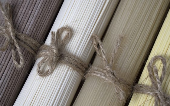 Pasta from different varieties of wheat and different colors.