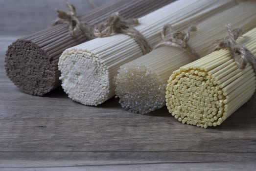 Pasta from different varieties of wheat and different colors.