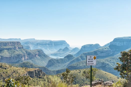 A warning sign at the Lowveld viewpoint above the Blyde River Canyon