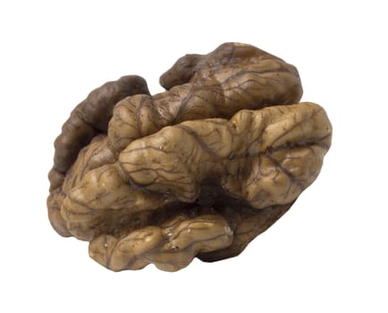 Walnut isolated. Nut kernel on white background. Close up view.