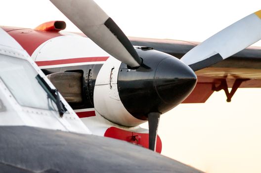 propeller blades of an old vintage airplane closeup