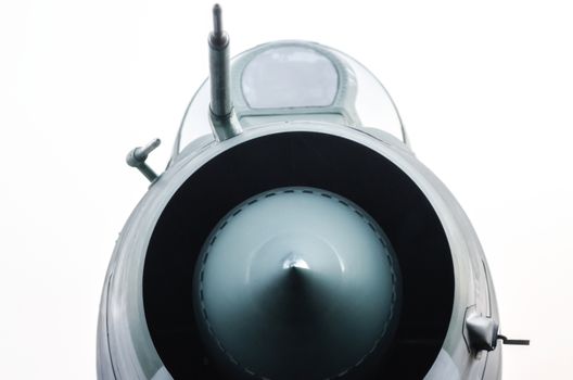 old soviet army military fighter aircraft isolated close up