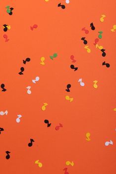 Paper colorful music notes background. View above.