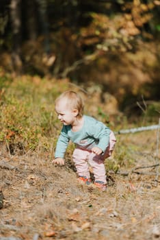 Adorable girl having fun on beautiful autumn day.