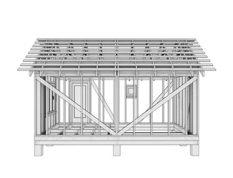 3D illustration of a small frame house. Isolated on a white background