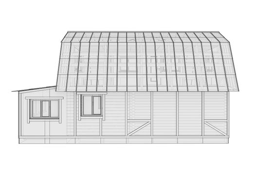 3D illustration of a small frame house. Isolated on a white background