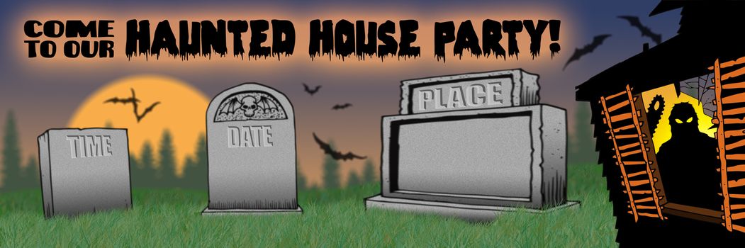 Haunted Halloween HOUSE party invitation with type