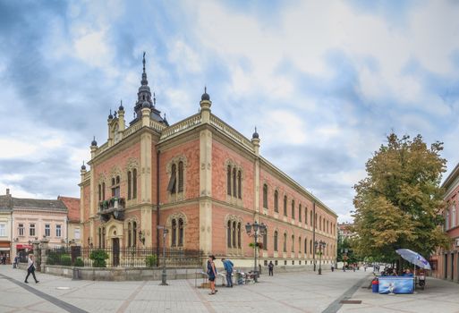 Novi Sad, Serbia - 07-18-2018. Panoramic View of the  Bishop Palace in Novi Sad, Serbia in a cloudy summer day