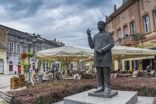 Novi Sad, Serbia - 07-18-2018.  The statue of Jasa Tomic, great Serb politician and  journalist,  in Novi Sad, Serbia.