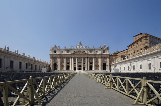 Photo of St. Peter's Basilica in Vatican City, view from St. Peter's Square, Rome, Italy, august 2018
