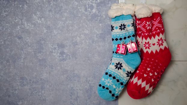 bright colored socks for Christmas or new year gifts and surprises