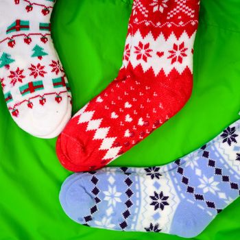 bright colored socks for Christmas or new year gifts and surprises