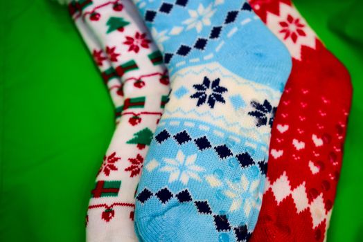 bright colored socks for Christmas or new year gifts and surprises