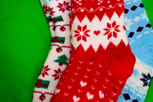 bright colored socks for Christmas or new year gifts and surprises