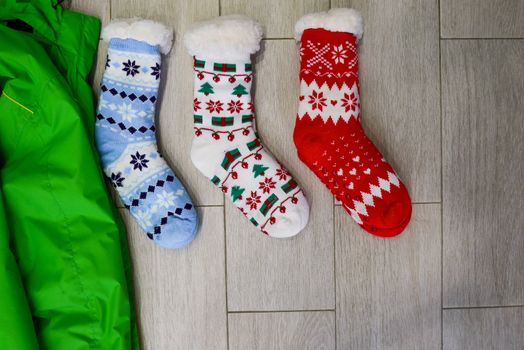 bright colored socks for Christmas or new year gifts and surprises