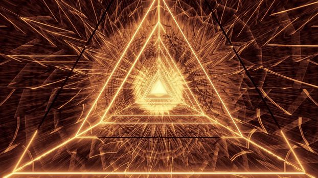 abstract glowig wireframe triangle design with dark abstract background 3d illustration wallpaper, abstract dark 3d rendering art