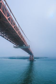 Golden Gate Bridge Rising into Fog in San Francisco