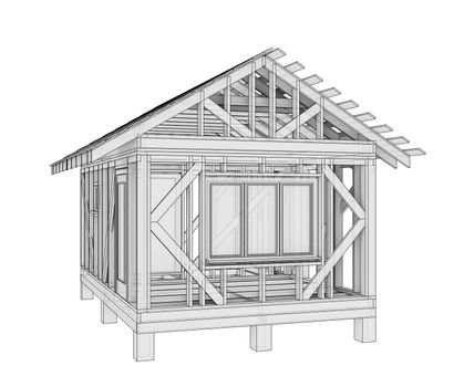 3D illustration of a small frame house. Isolated on a white background