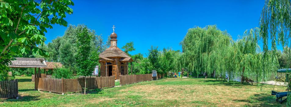 Vilkovo, Ukraine - 06.23.2019. Wooden chapel in the city of Vilkovo, Ukraine