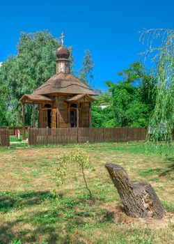 Vilkovo, Ukraine - 06.23.2019. Wooden chapel in the city of Vilkovo, Ukraine