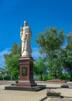 Vilkovo, Ukraine - 06.23.2019. Monument to St Nicholas the Wonderworker in the village of Vilkovo, Ukraine.