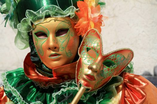 very beautiful mask and carnival makeup in Annecy France