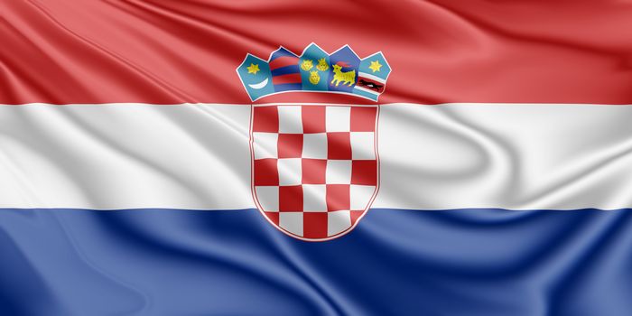 National flag of Croatia fluttering in the wind