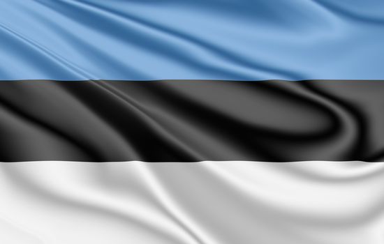 National flag of Estonia fluttering in the wind