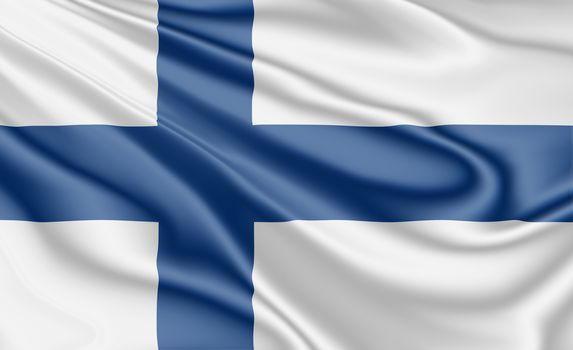 National flag of Finland fluttering in the wind