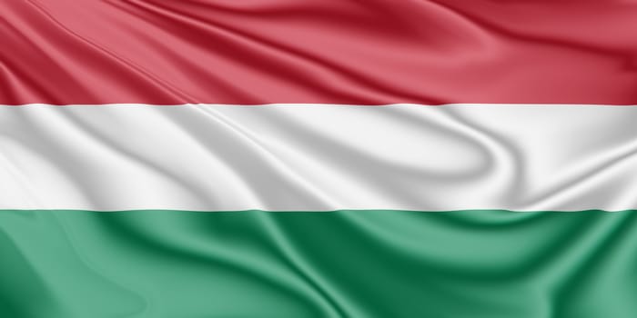 National flag of Hungary fluttering in the wind
