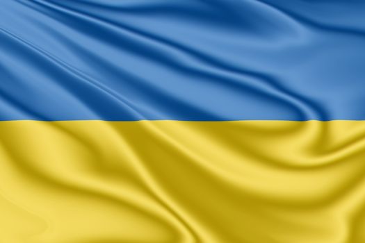 National flag of Ukraine fluttering in the wind