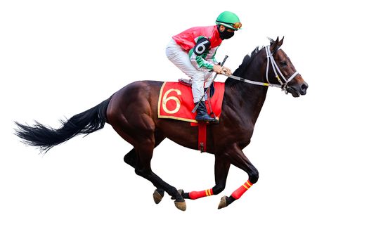 Racing, background, horses, racetrack isolated on white background