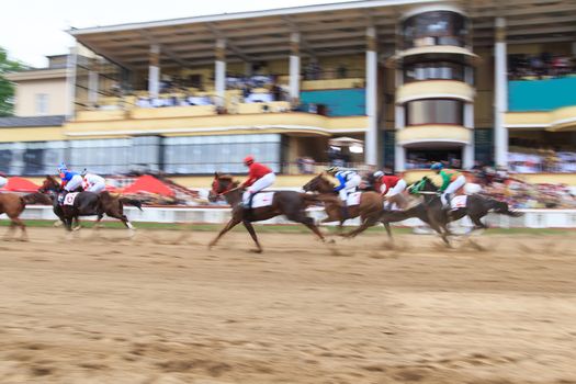 horse racing, abstract background, blurred contours