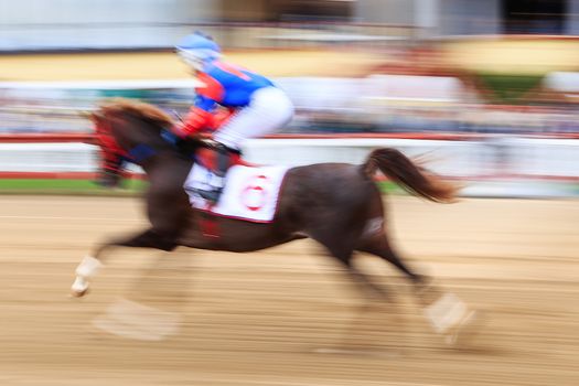 horse racing, abstract background, blurred contours