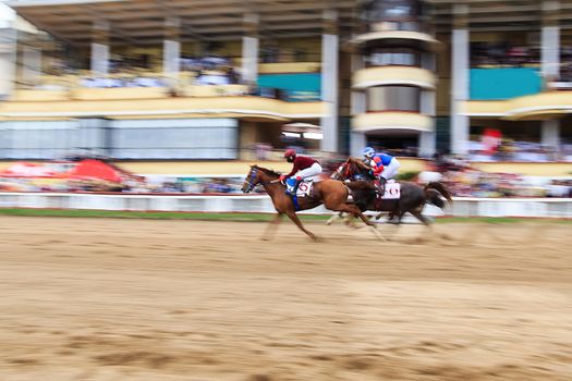 horse racing, abstract background, blurred contours